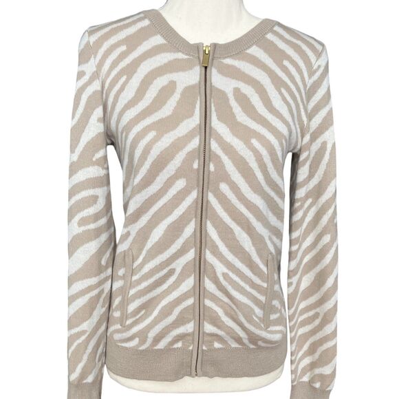 Marino Wool Blend, Banana Republic, Cardigan, Tan and White Sz 2, Fall - Picture 1 of 5